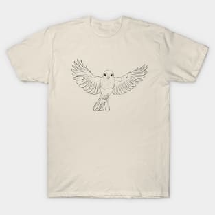 Robin Bird In Flight Flying Line Art T-Shirt